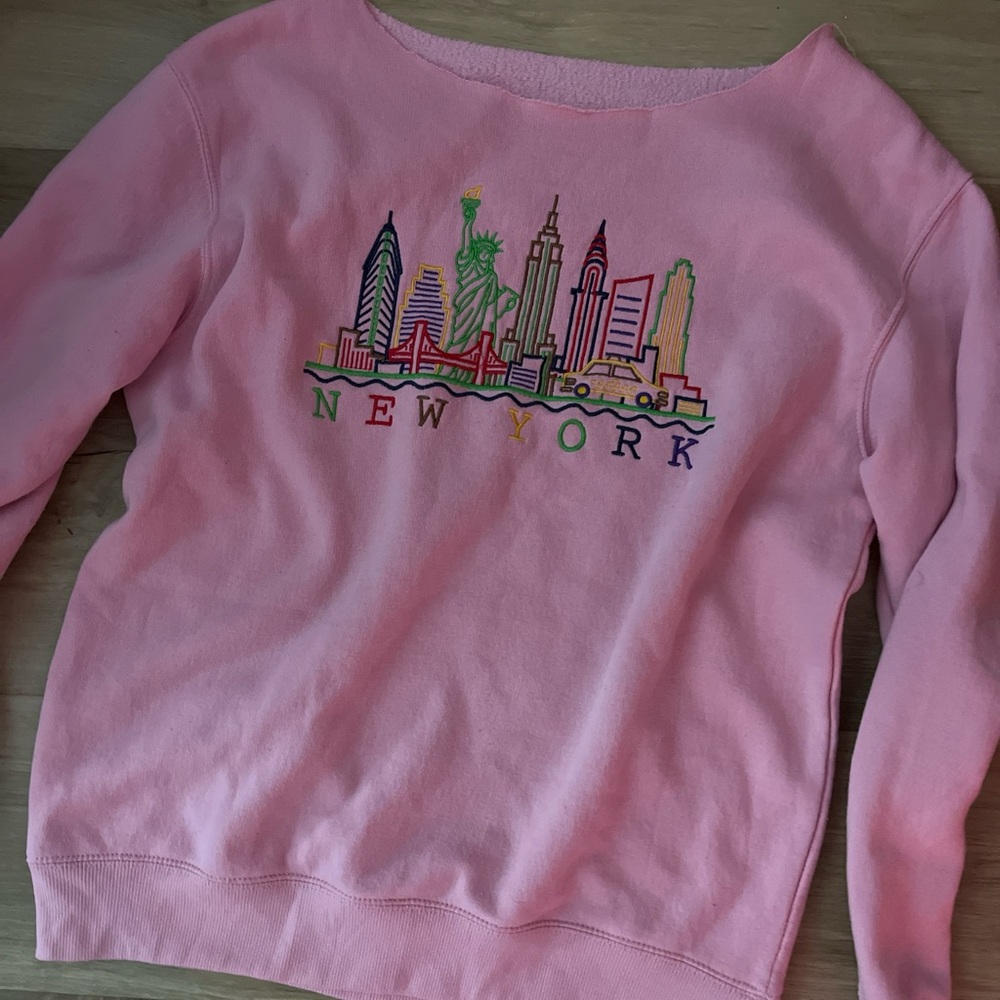 Pink New York Embroidered Sweatshirt - Women's Sweater